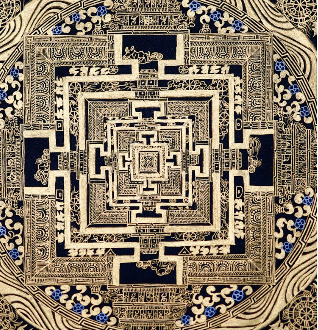 Golden Kalachakra Mandala Thangka