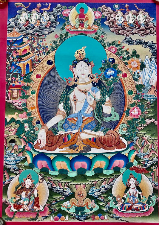 White Tara Thangka Painting